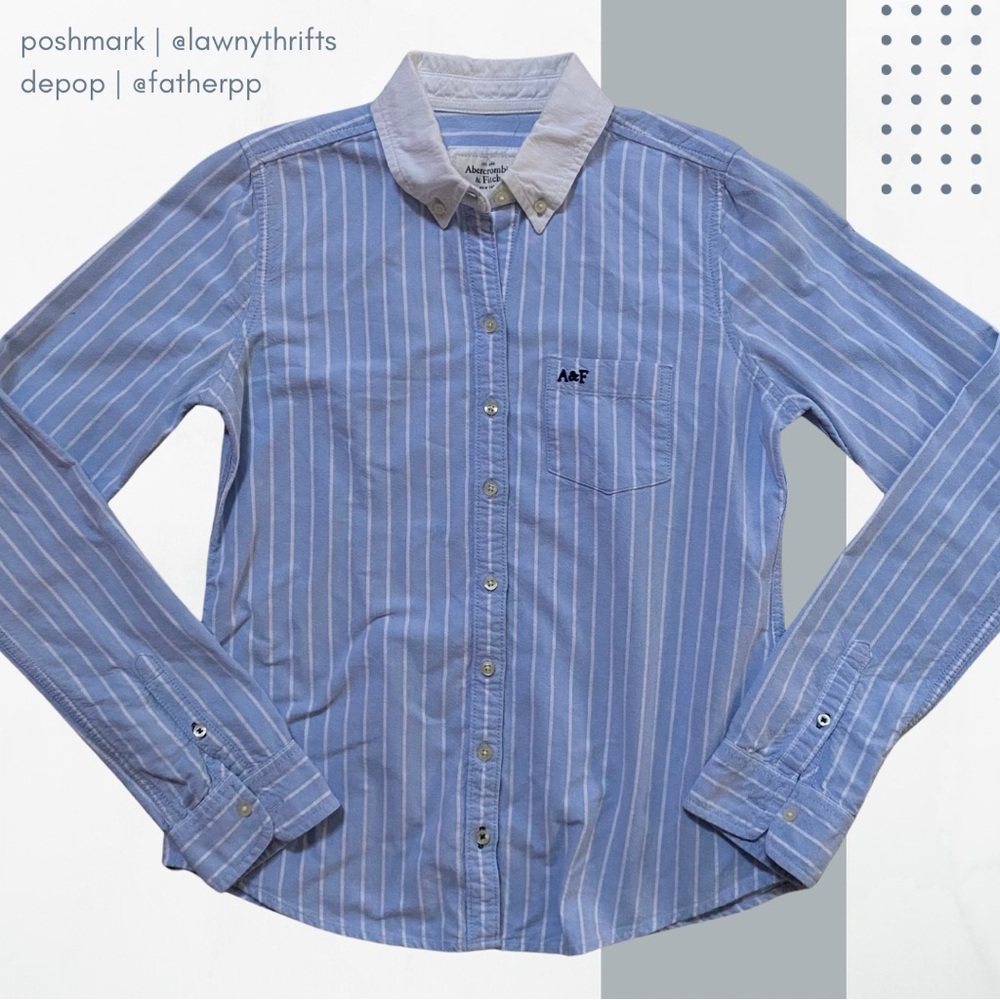 Abercrombie&Fitch Women's Striped Button Down Shirt Medium Embroidered Logo